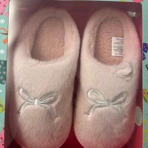 Pink Fuzzy Slippers with Bow